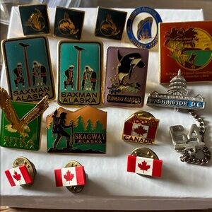 Alaska and Canada Souvenir Pin Collection